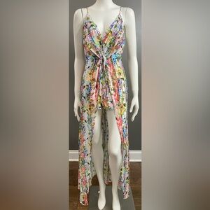 Blush Boutique Colorful Floral V-Neck Maxi Shorts/Dress Combo Size S